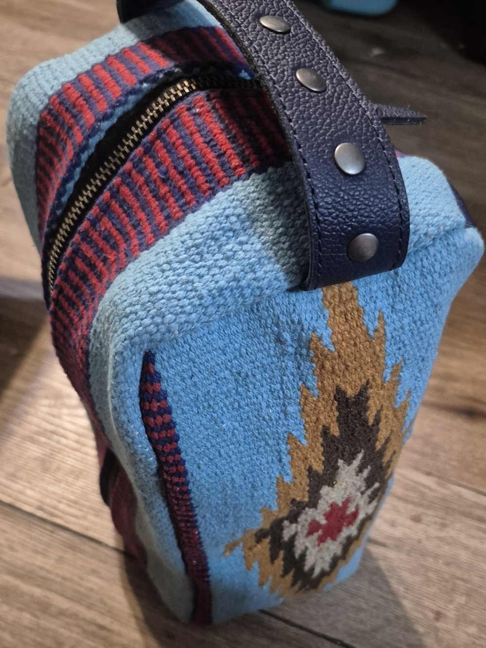 Cheekys Diddy Handwoven Blue Patterned Travel Bag